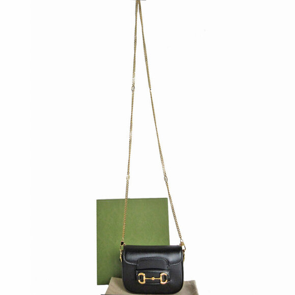 GUCCI Black Leather Horsebit Shoulder Bag - Picture 1 of 5